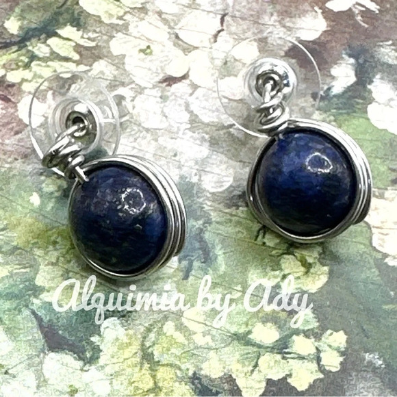 Lapis lazuli statement minimalist earrings - Picture 1 of 4